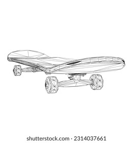 El armazón de patinaje de las líneas negras aislado en el fondo blanco. Vista de perspectiva. 3 D. Ilustración vectorial.