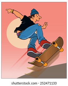 Skateboard / A young man rides a skateboard