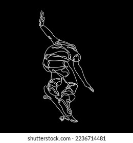 Skateboarder with abstract line style vector illustration