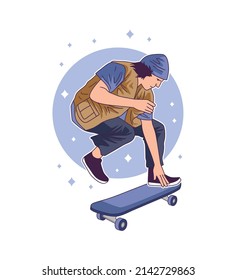 skateboarder in action character design