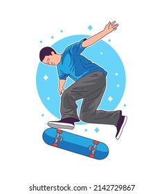 skateboarder in action character design