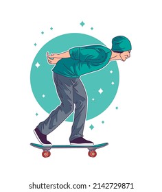 skateboarder in action character design