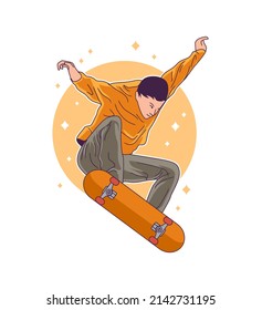 skateboarder in action character design