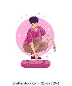skateboarder in action character design