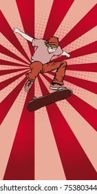 Skateboarder in action, vector illustration