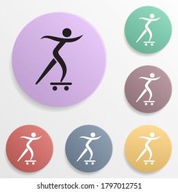 Skateboarder badge color set icon. Simple glyph, flat vector of sport icons for ui and ux, website or mobile application