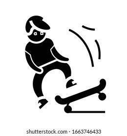 Skateboarder black icon, concept illustration, vector flat symbol, glyph sign.