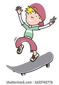 Skateboarder, boy on skateboard, vector illustration