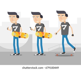 Skateboarder cartoon vector  flat illustration