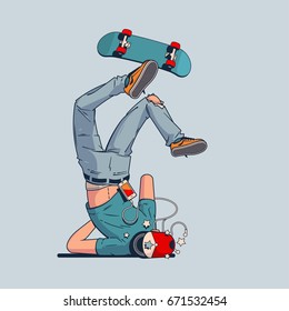 skateboarder crashing illustration, vector background