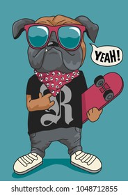 skateboarder dog vector design