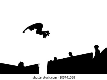 skateboarder doing a backside air