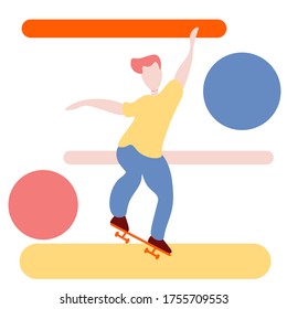 Skateboarder doing a jumping trick, vector illustration