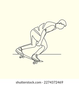 Skateboarder drawn in line art style