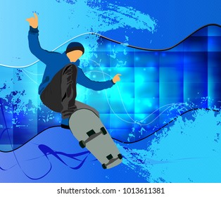 Salto extremo de skatista, fundo de esporte