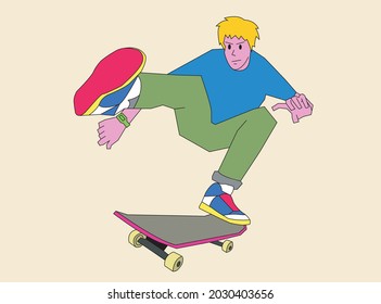 skateboarder flat design fan art abstract vector illustration