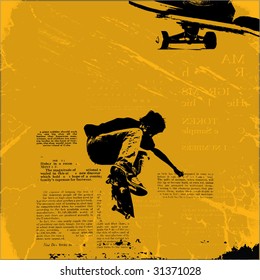 skateboarder grunge vector illustration