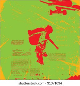 skateboarder grunge vector illustration