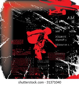 skateboarder grunge vector illustration