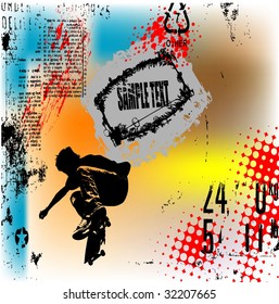 skateboarder grunge vector illustration