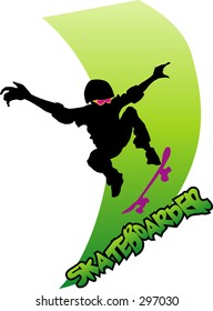 Skateboarder in high jump