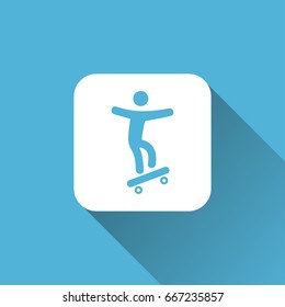 Skateboarder icon with long shadow