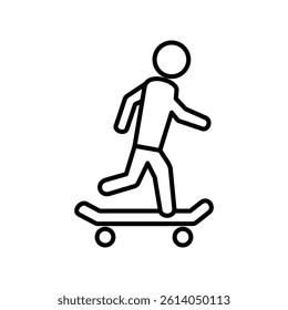 Skateboarder icon, simple flat style, illustration, logo sign symbol pictogram template, for ui or ux isolated on white for mobile app, editable