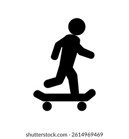 Skateboarder icon, simple flat style, illustration, logo sign symbol pictogram template, for ui or ux isolated on white for mobile app, editable