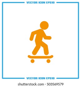 Skateboarder icon vector EPS 10, abstract sign flat design,  illustration modern isolated badge for website or app - stock info graphics