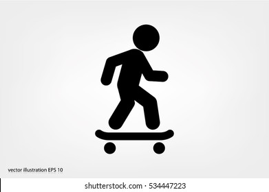 Skateboarder icon vector EPS 10, abstract sign flat design,  illustration modern isolated badge for website or app - stock info graphics.