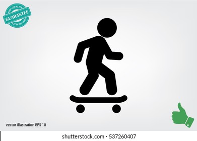 Skateboarder icon vector EPS 10, abstract sign flat design,  illustration modern isolated badge for website or app - stock info graphics