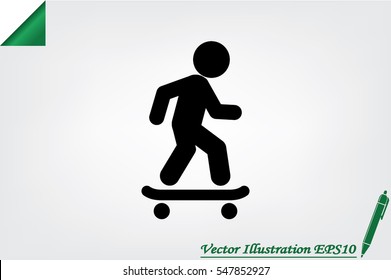 Skateboarder icon vector EPS 10, abstract sign flat design,  illustration modern isolated badge for website or app - stock info graphics.