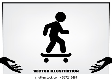 Skateboarder icon vector EPS 10, abstract sign flat design,  illustration modern isolated badge for website or app - stock info graphics.