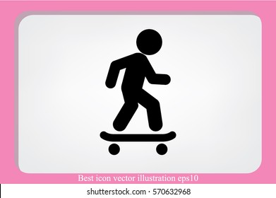 Skateboarder icon vector EPS 10, abstract sign flat design,  illustration modern isolated badge for website or app - stock info graphics