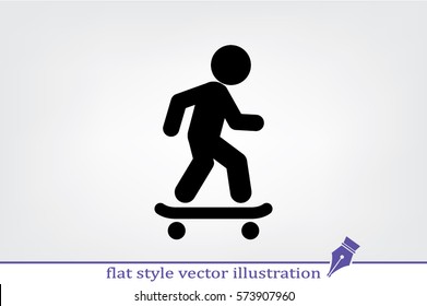 Skateboarder icon vector EPS 10, abstract sign flat design,  illustration modern isolated badge for website or app - stock info graphics.