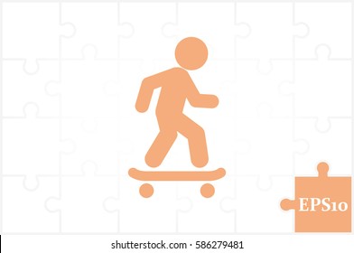 Skateboarder icon vector EPS 10, abstract sign flat design,  illustration modern isolated badge for website or app - stock info graphics
