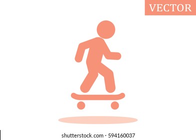 Skateboarder icon vector EPS 10, abstract sign flat design,  illustration modern isolated badge for website or app - stock info graphics.