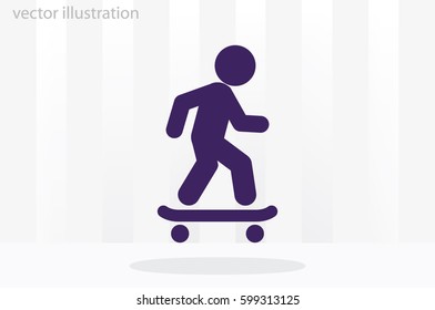 Skateboarder icon vector EPS 10, abstract sign flat design,  illustration modern isolated badge for website or app - stock info graphics