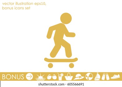 Skateboarder icon vector EPS 10, abstract sign flat design,  illustration modern isolated badge for website or app - stock info graphics