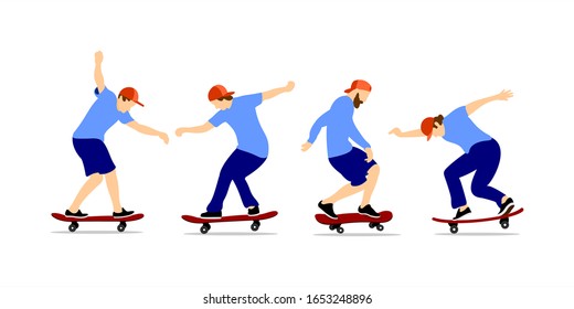 Skateboarder Illustration Vektorillustration Design Set