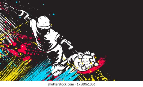 Skateboarder isolated vector illustration. Skateboarding sport theme. Skateboarder black and white logo.