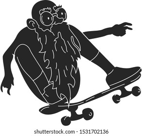 Skateboarder jump fun sport and outdoor skateboarder urban jump. Lifestyle street culture recreation trick.Skateboarder jump doing trick in skate park extreme sport fun urban character flat vector.