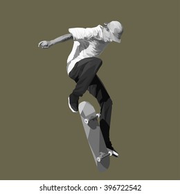 Skateboarder jump on skateboard, vector illustration