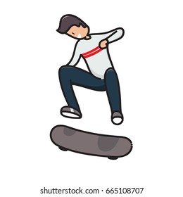 Skateboarder jump in skateboard