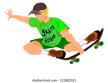 Skateboarder jumping