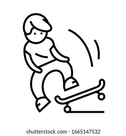 Skateboarder line icon, concept sign, outline vector illustration, linear symbol.