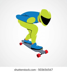 Skateboarder longboarding downhill