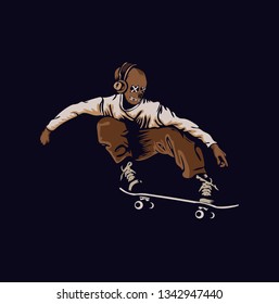 Skateboarder with mask