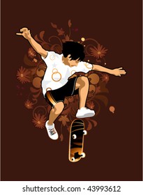 Skateboarder on a grunge background