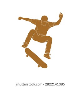 Skateboarder performing mid-air trick Vector